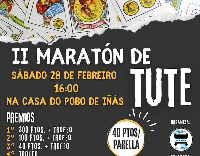 Segunda edición del Maratón de Tute en Iñás el 28 de febrero